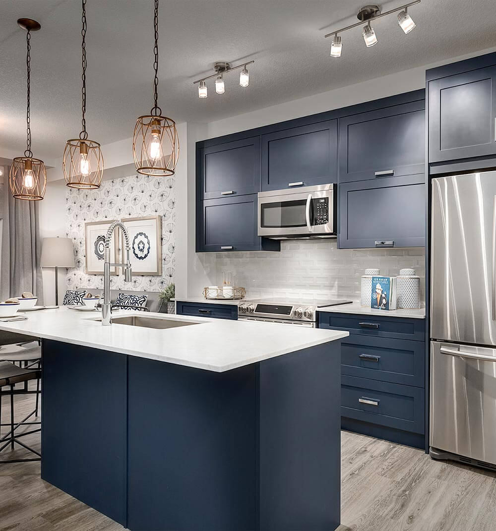 About 4 Calgary kitchen design showcasing modern cabinets and finishes from Zen Livings international selection.