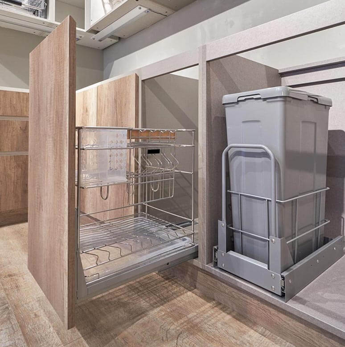 Elegant cabinet glass showcasing modern design in a Calgary kitchen countertop setting at Zen Living.